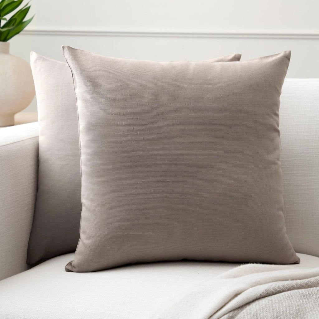 Set di 2 federe per cuscini, 50x50 cm, color beige, in cotone canvas