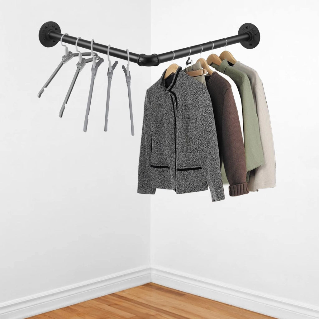 Appendiabiti angolare a 90°, 46 cm, removibile, design industriale