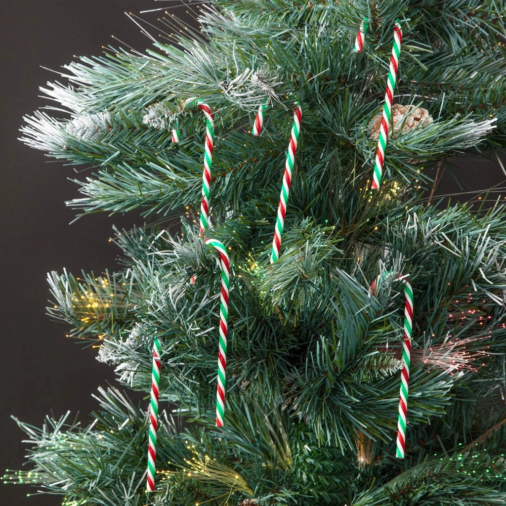 6 bastoncini di zucchero natalizi, 15 cm, rosso, bianco e verde, in plastica