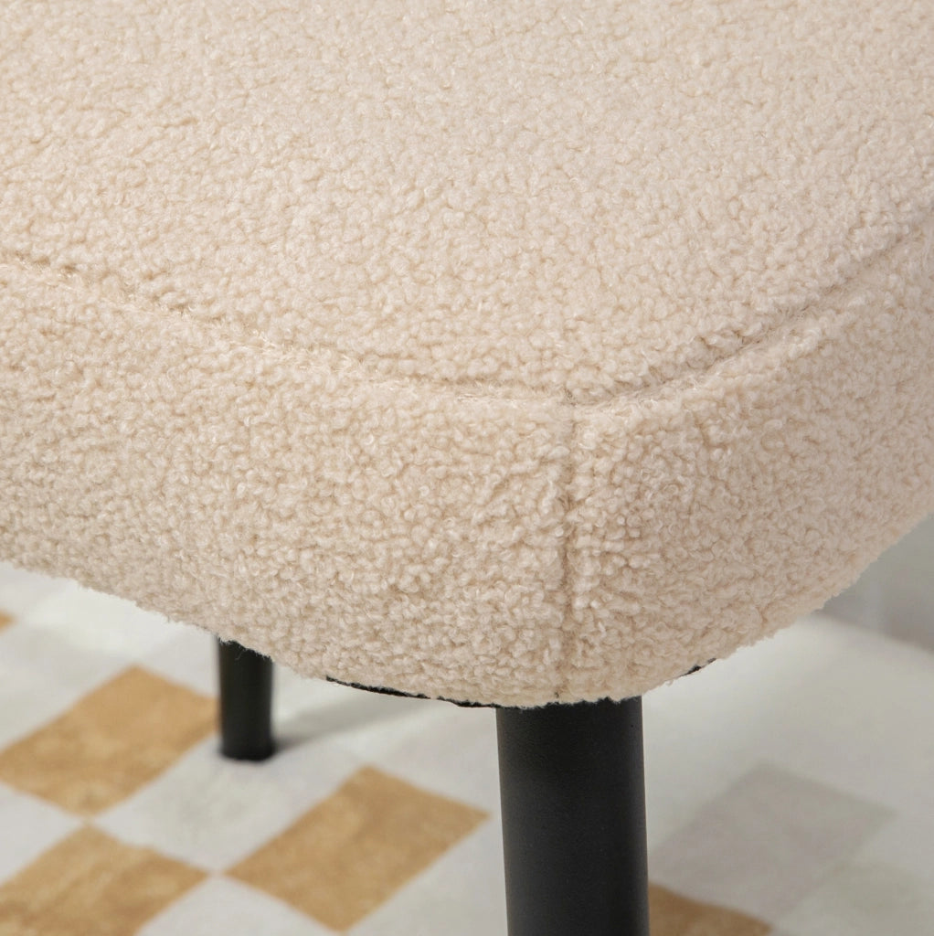 Pouf quadrato beige 42 x 42 x 47 cm con gambe in acciaio