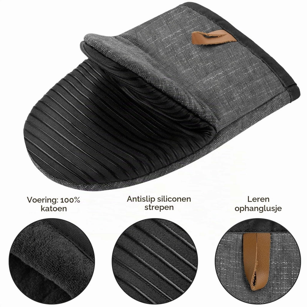 Guanti da forno in cotone con silicone, confezione da 2, colore grigio
