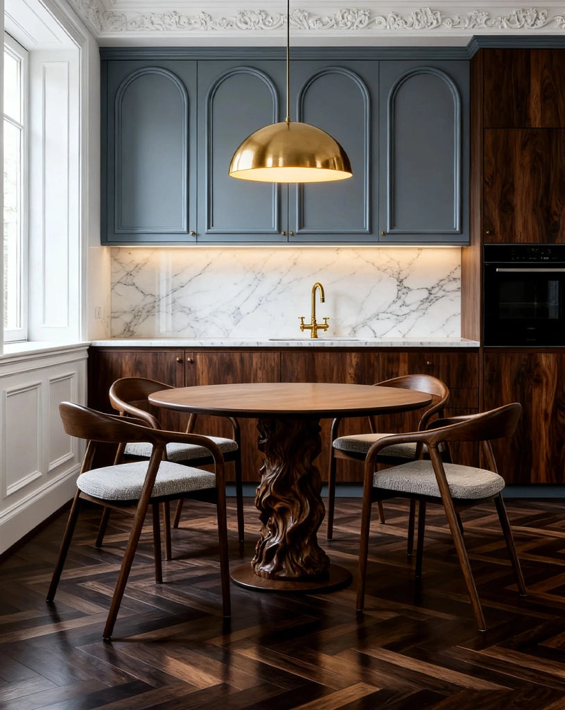 Sedia ergonomica in legno massello color noce