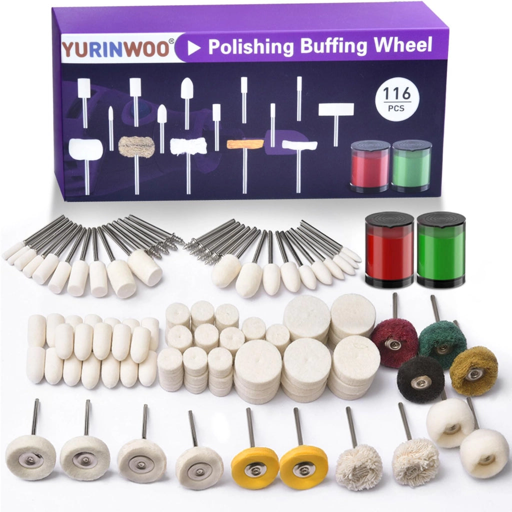 Set di dischi abrasivi in feltro, attacco da 3 mm, pasta abrasiva