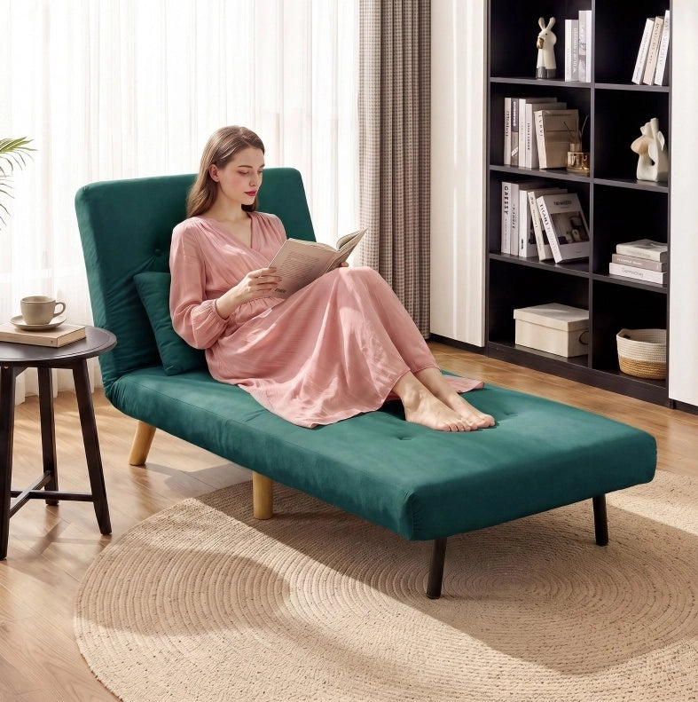 Poltrona letto 3 in 1 verde scuro con schienale regolabile