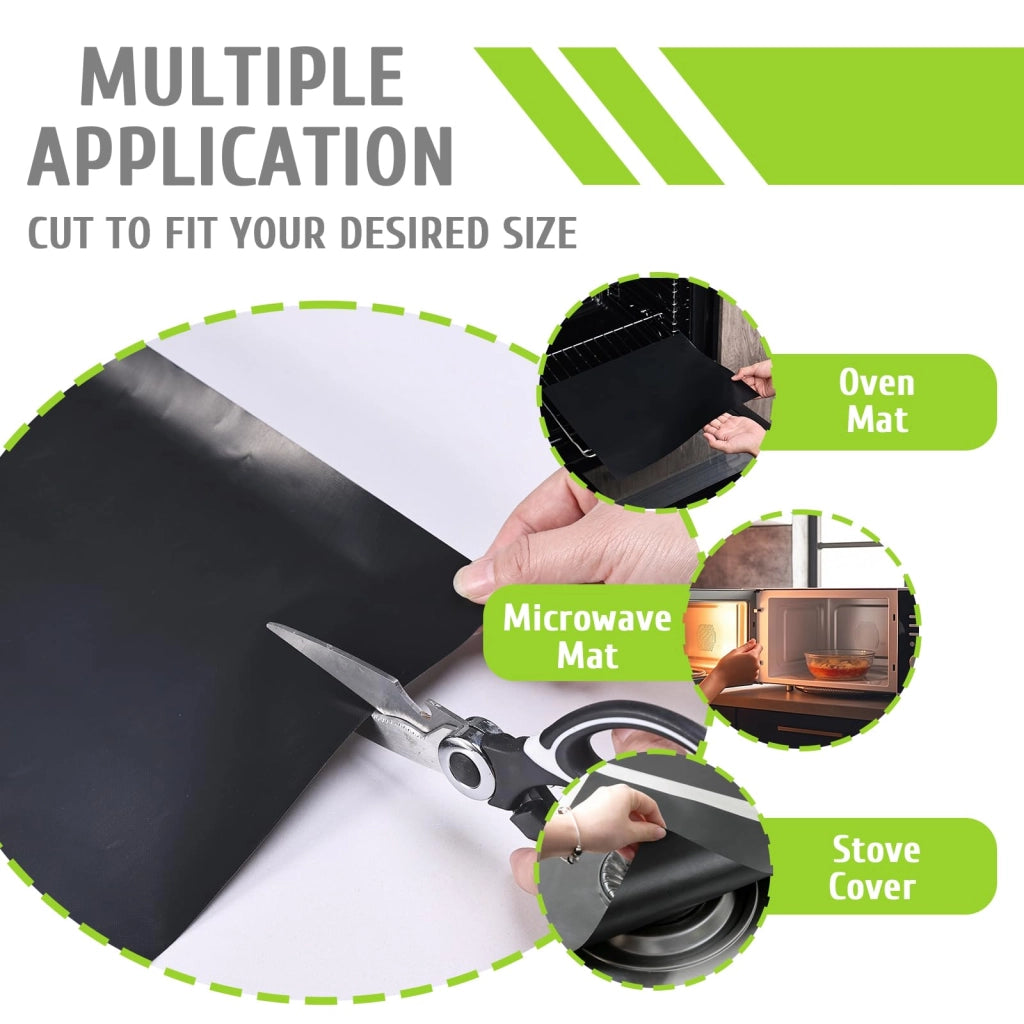 3 tappetini antiaderenti per barbecue, dimensioni 32x50 cm, in PTFE, riutilizzabili, colore nero