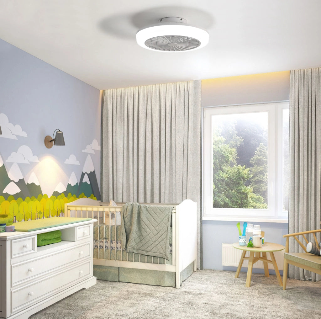 Ventilatore da soffitto bianco 50 cm con luce dimmerabile e telecomando