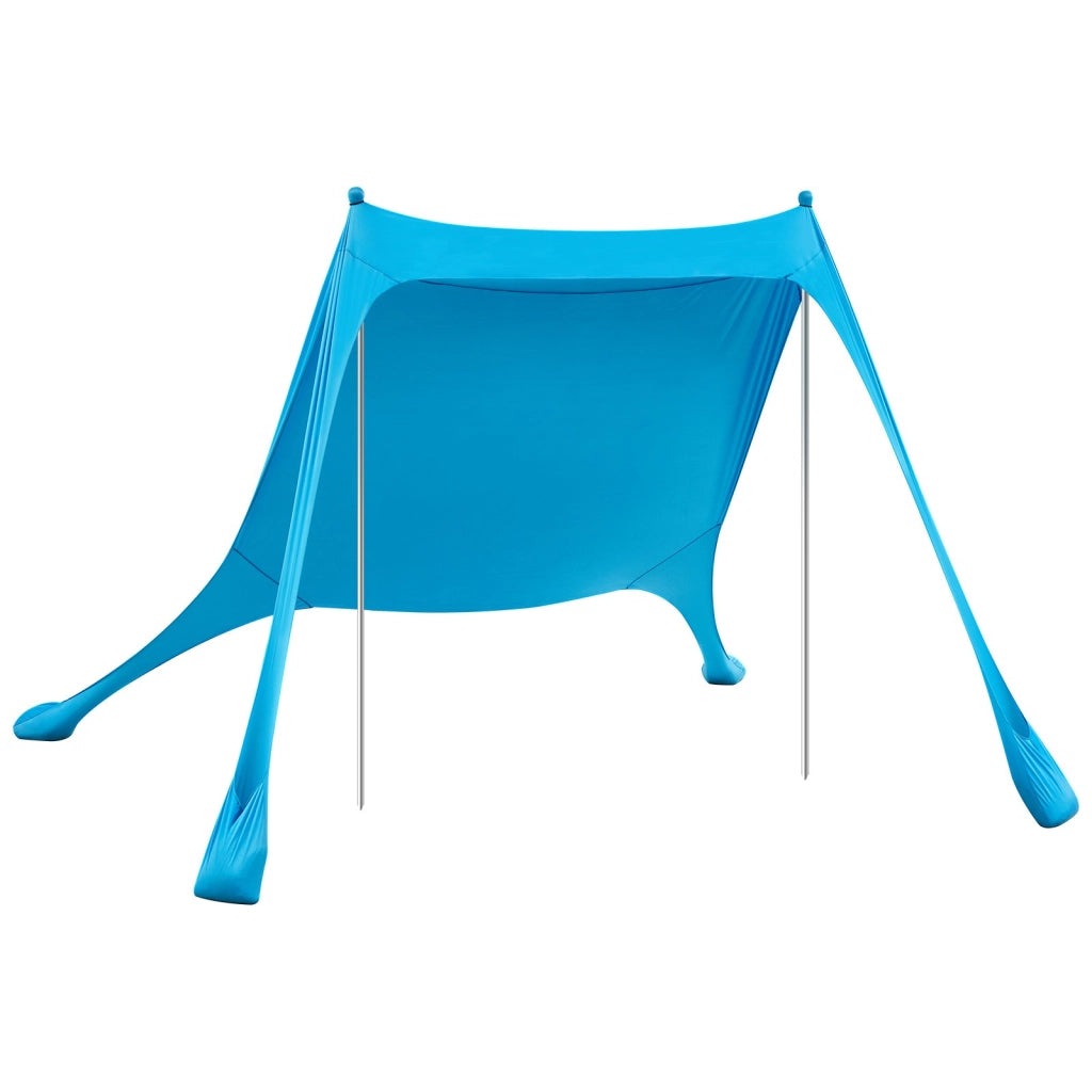 Tenda Parasole da Spiaggia Portatile TM002 2,3 x 2,3 x 2 m Protezione UPF50+ con Pali di Supporto per Campeggio e Giardino Blu