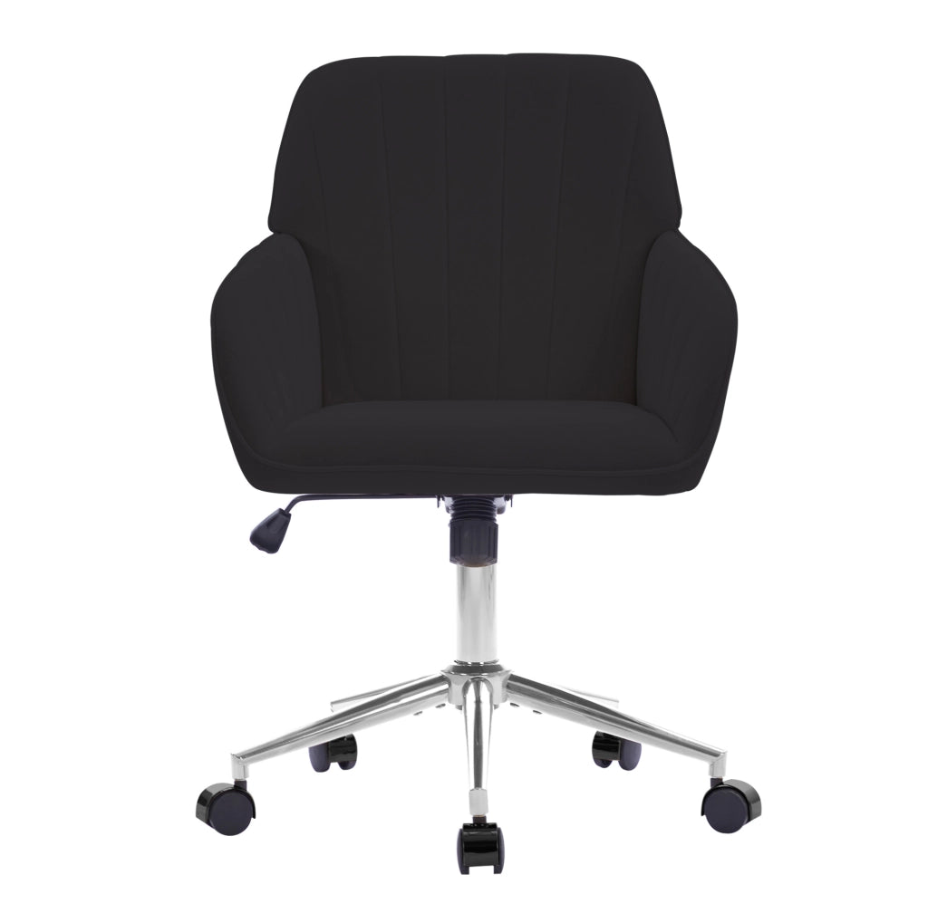 Sedia da ufficio ergonomica nera in velluto, regolabile in altezza, per smart working