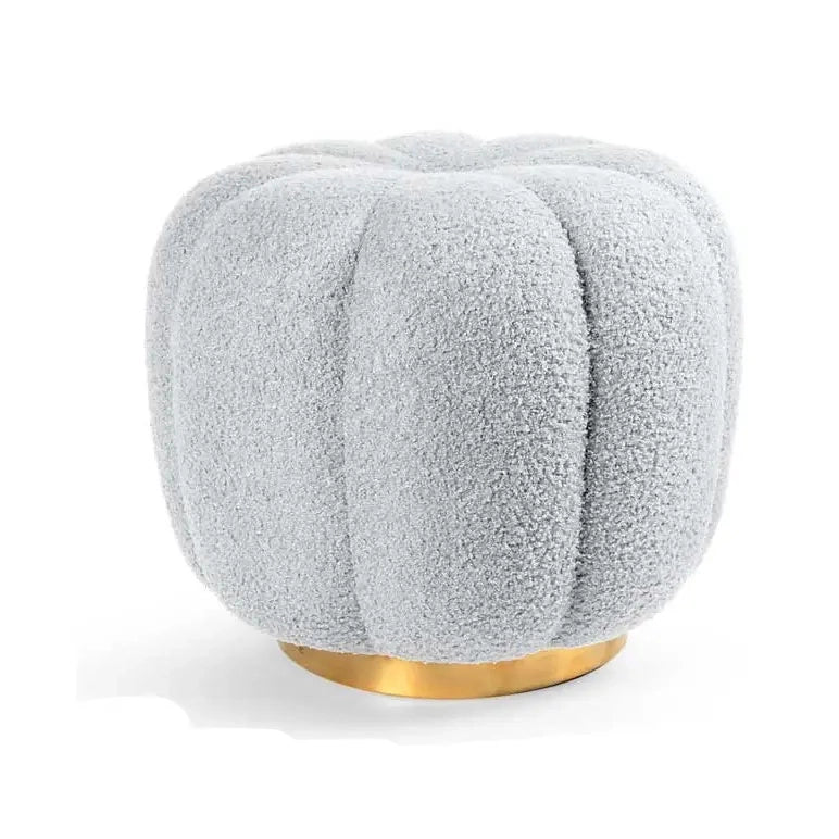 Pouf in tessuto teddy bianco cm 45x45x43h
