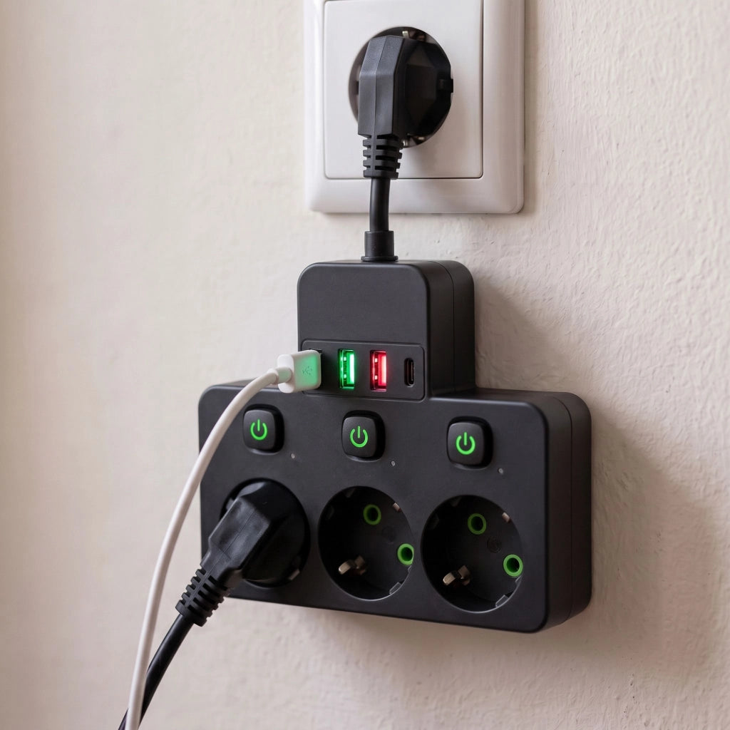 Multipresa 3 Prese + 3x Usb-a + Usb-c Jnh0-18 Black