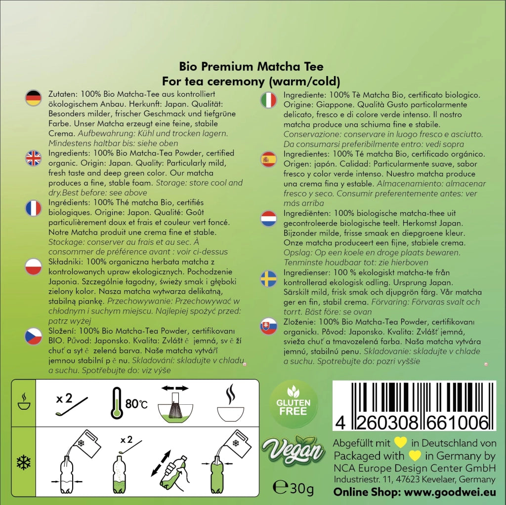 Set per la preparazione del matcha, con matcha biologico, ciotola, frustino e cucchiaino, proveniente da Uji