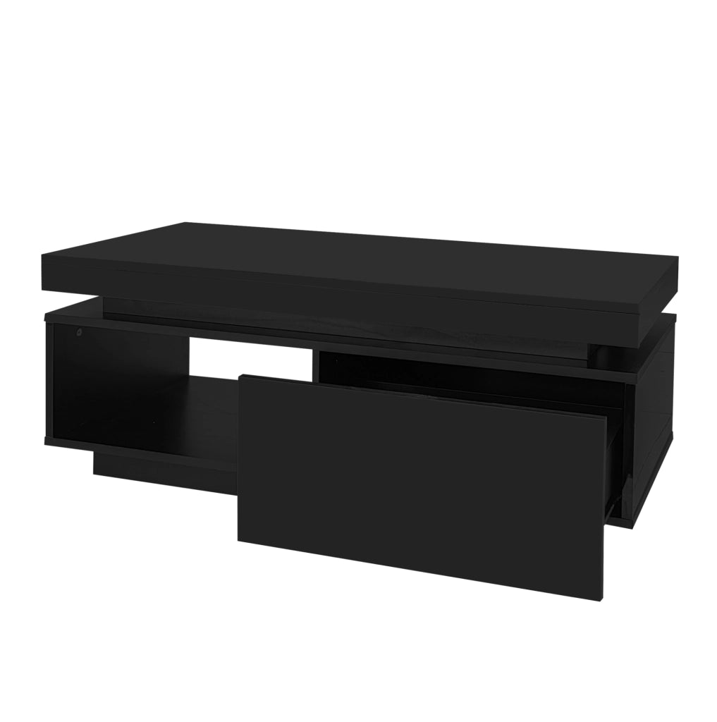 Set mobile TV e tavolino 181 x 38 x 38 cm nero lucido con LED