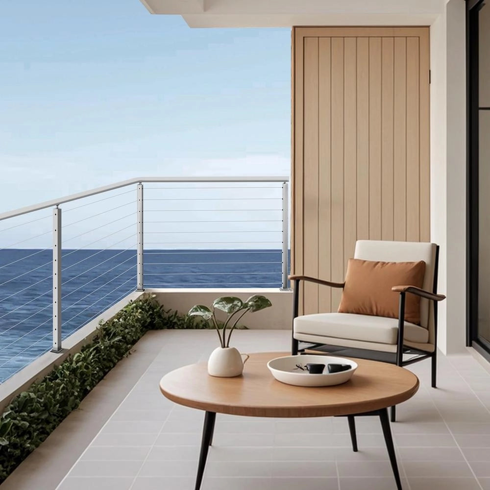Palo per Ringhiera Balaustrata HR-022G in Acciaio Inox Argento 914 mm con Fori Orizzontali Robusto per Balcone e Terrazza