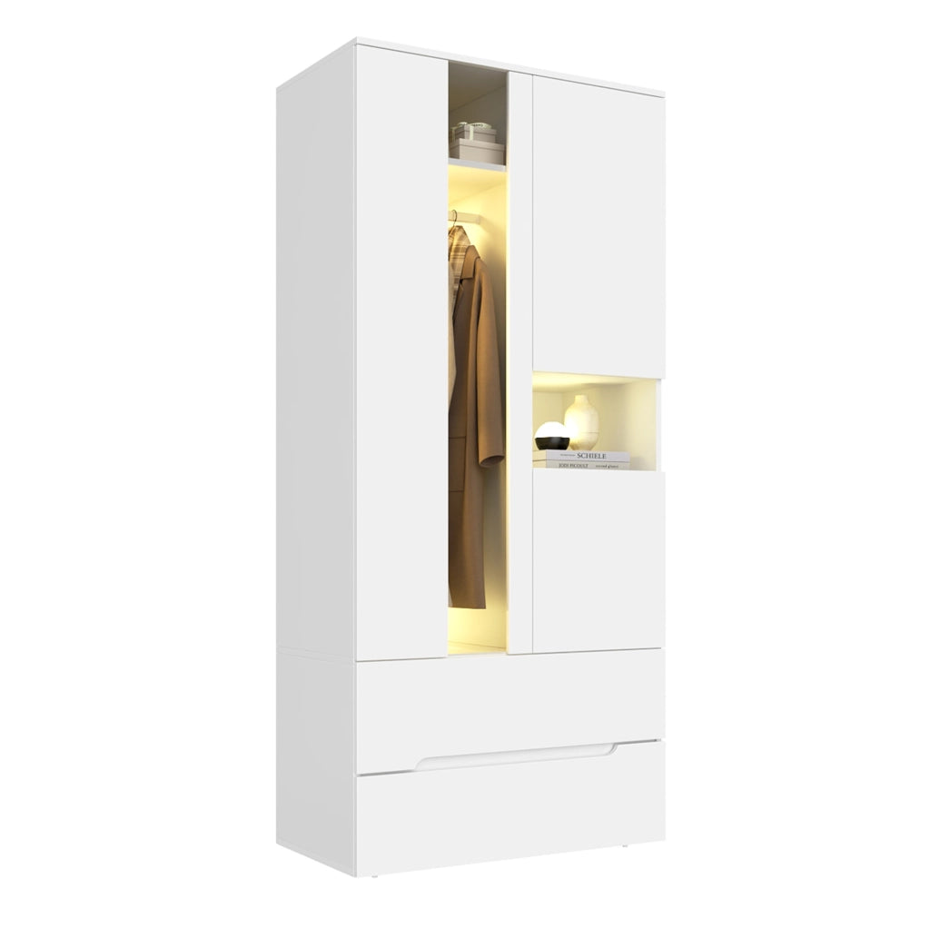 Armadio bianco con illuminazione interna, 90 x 50 x 200 cm