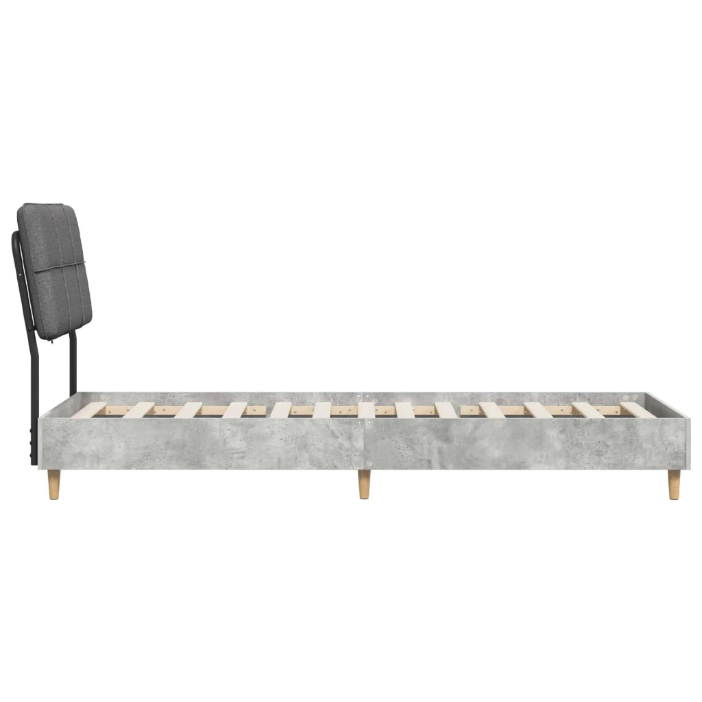 Letto singolo con testiera Grigio Cemento e Grigio Chiaro 8003456