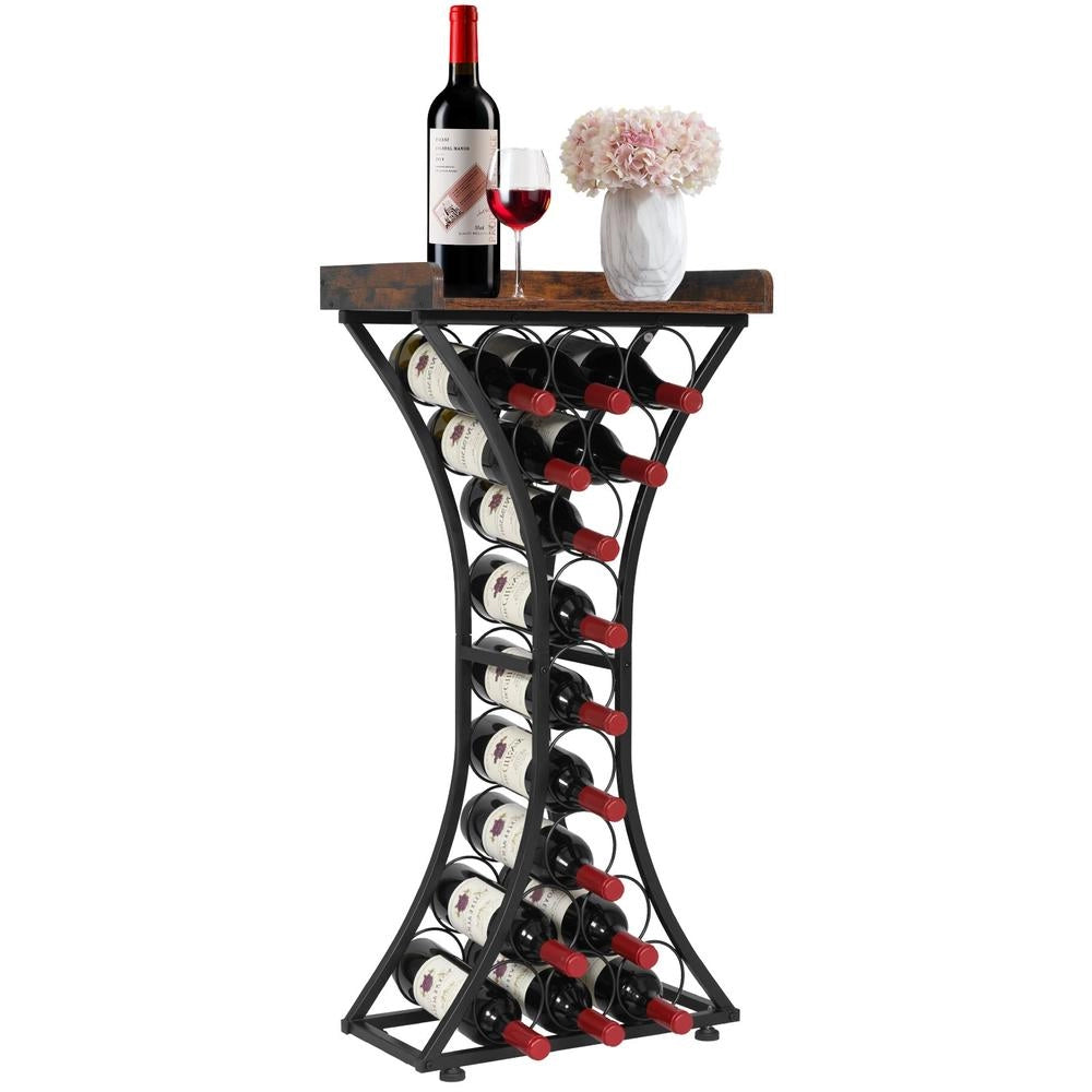 Per cucina, cantina e bar, portabottiglie indipendente in ferro e MDF nero per 15 bottiglie, portata 20 kg, facile da montare, 430 x 290 x 895 mm