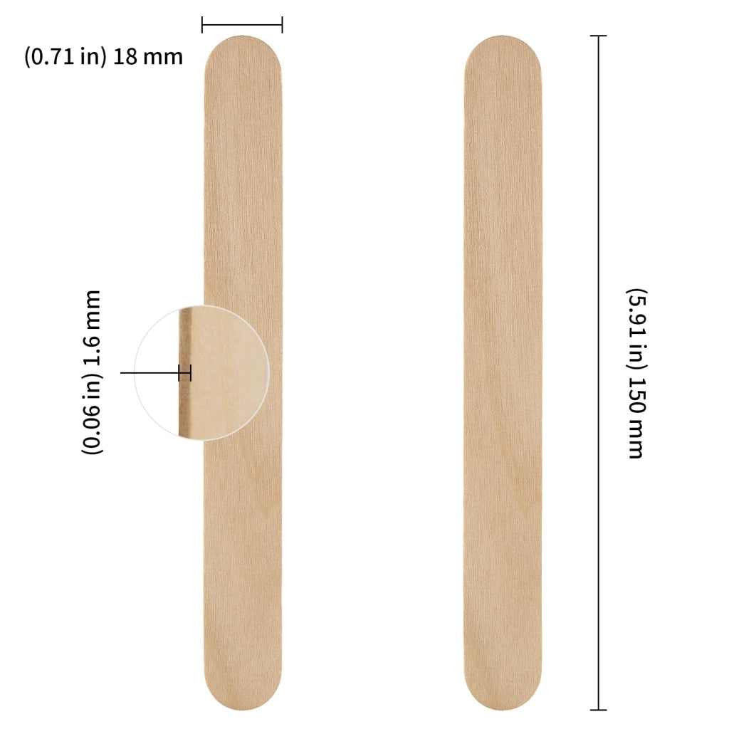 1200 bastoncini di legno per leccarelle, 15 cm, in legno di betulla, ideali per lavori manuali, dimensioni 150x18x1,6 mm