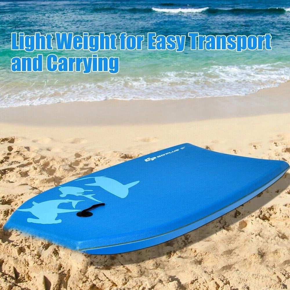 Bodyboard Leggero con Anima EPS, Deck XPE e Fondo HDPE, Coda a Mezzaluna, Leash e Polsiera, per Mare e Piscina