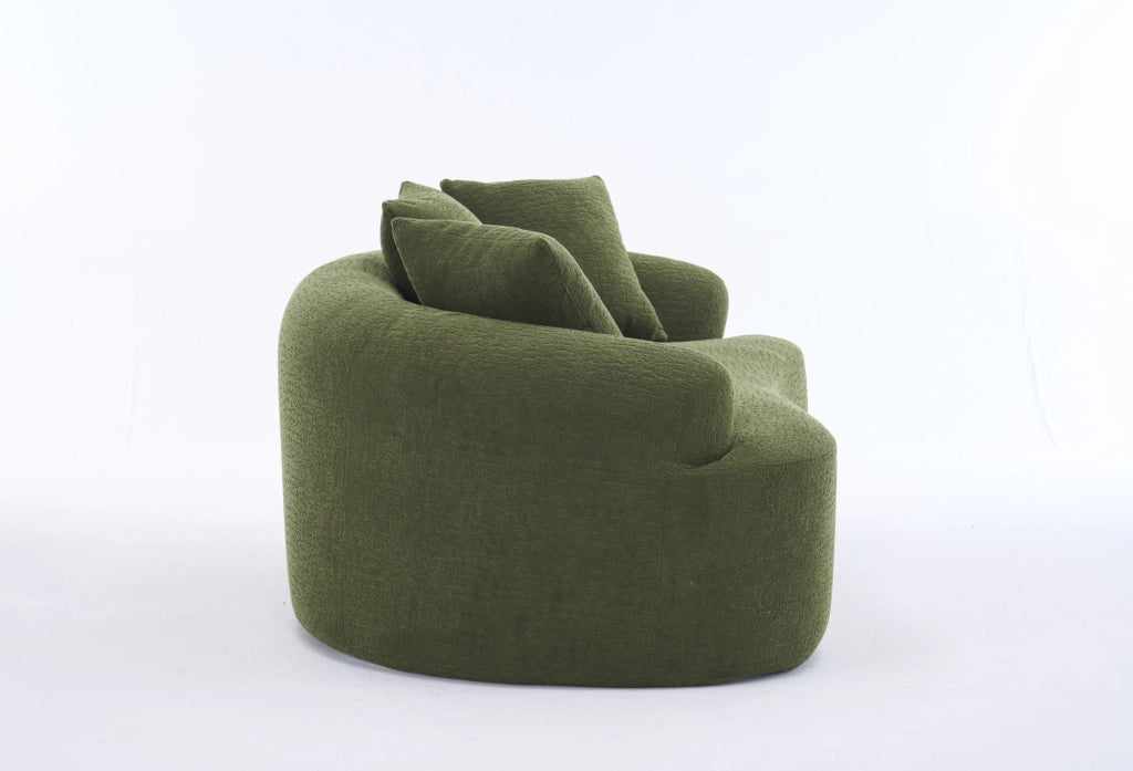 Divano 2 posti 153x94x63 cm in ciniglia verde, curvo, senza montaggio