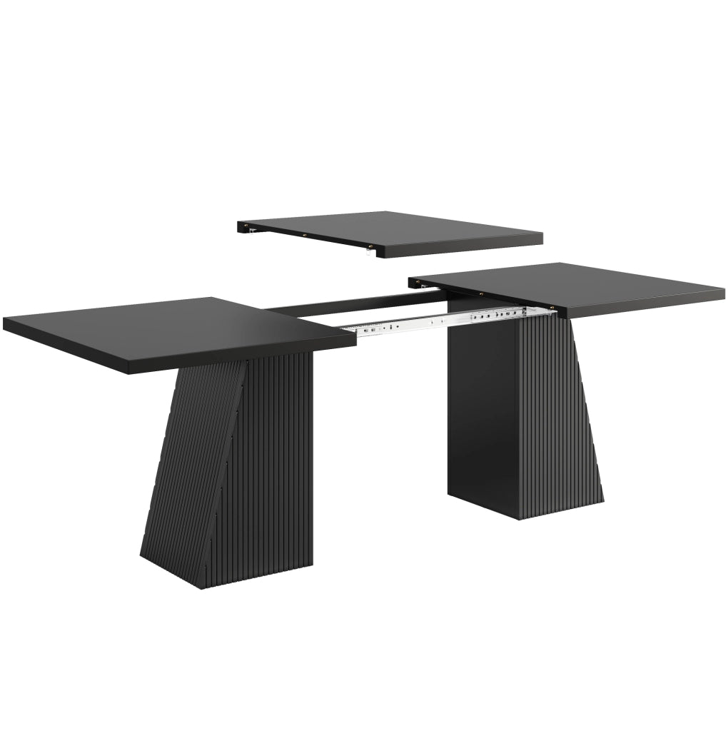 Tavolo da pranzo allungabile 120/160x80x76 cm in MDF/metallo nero; 46 posti