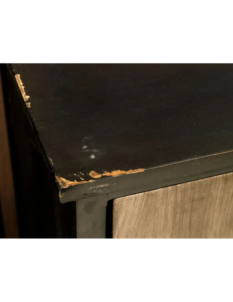 Buffet LOCKER 105 cm – Legno di pino, MDF, vetro e metallo – 2 porte e 5 cassetti