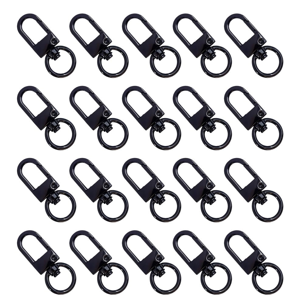 20 ganci a moschettone in metallo, neri, di 4,4 cm