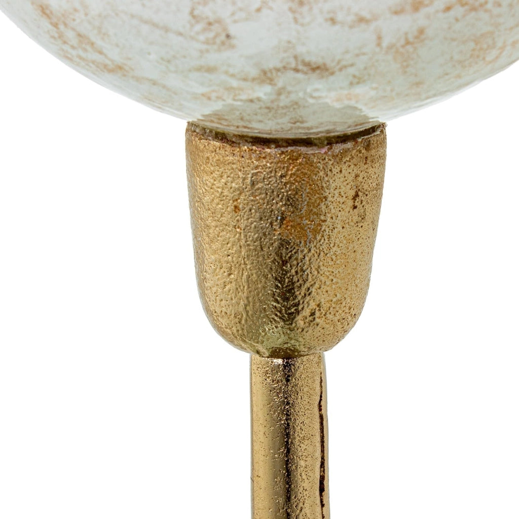 Porta candele in vetro e alluminio, color oro, 44 cm