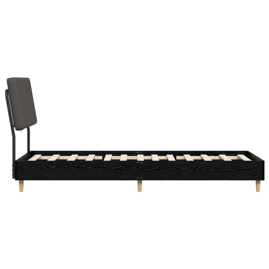 Letto singolo con testiera Rovere Nero e Grigio Scuro 8001822