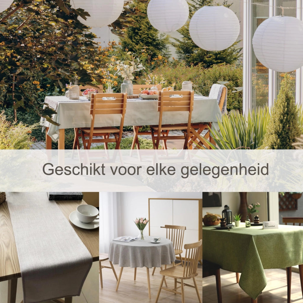 Tavolino Tafelloper, aspetto lino, idrorepellente, 40x220 cm, grigio