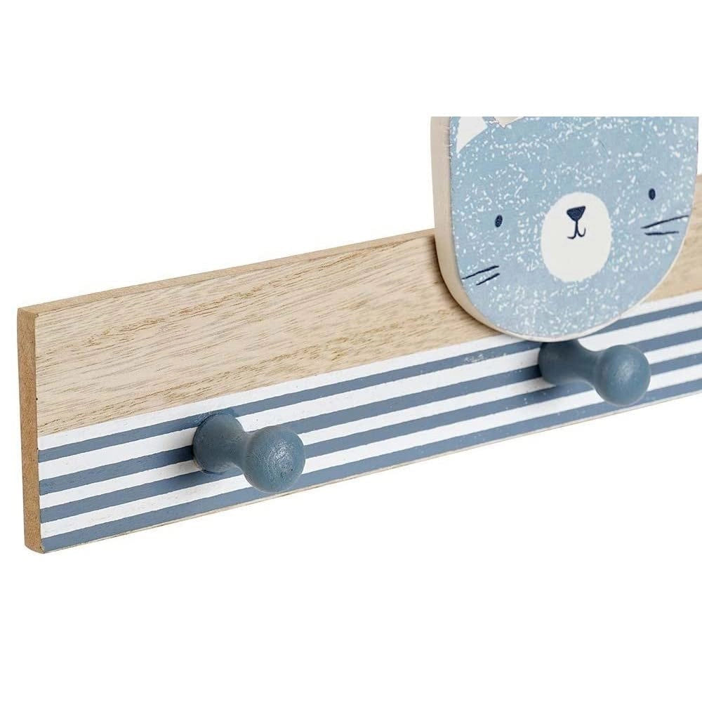 Gruccia per abiti in legno con 3 ganci, decorazione a forma di gatto, dimensioni 33x11 cm