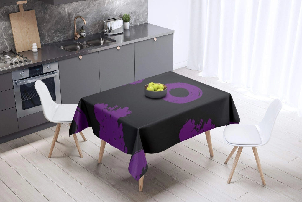 Tovaglia 140x140 cm, in poliestere, idrorepellente, color lilla/nero