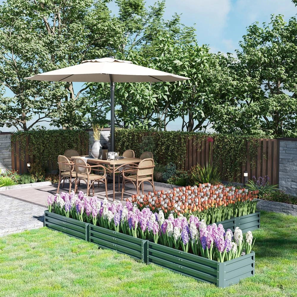 Set da 5 Fioriere da Giardino e Orto Rialzato in Acciaio Verde Modulabile e Robusto per Piante Fiori e Verdure