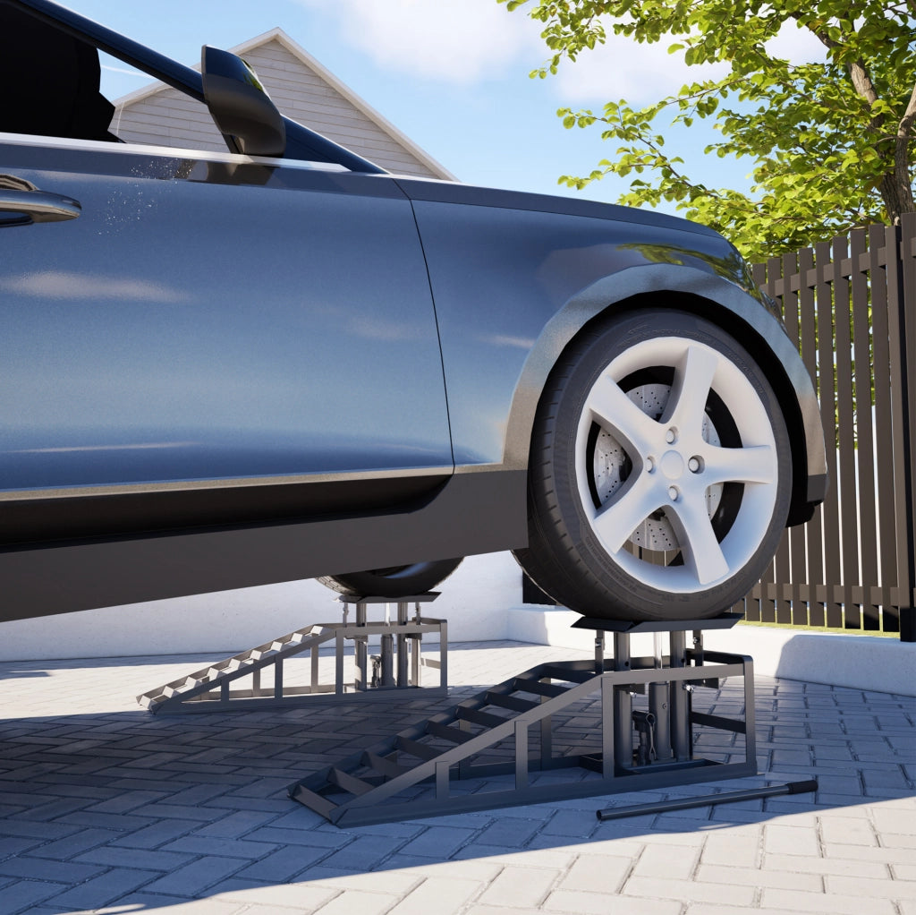 Set 2 rampe auto regolabili con martinetti idraulici, grigio