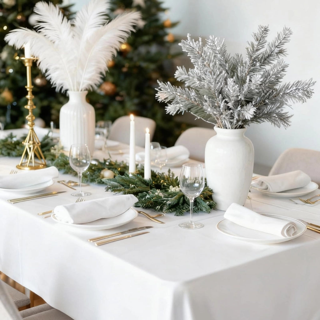 Tovaglioli usa e getta, 8 pezzi, 137x275 cm, bianchi, impermeabili, in PEVA