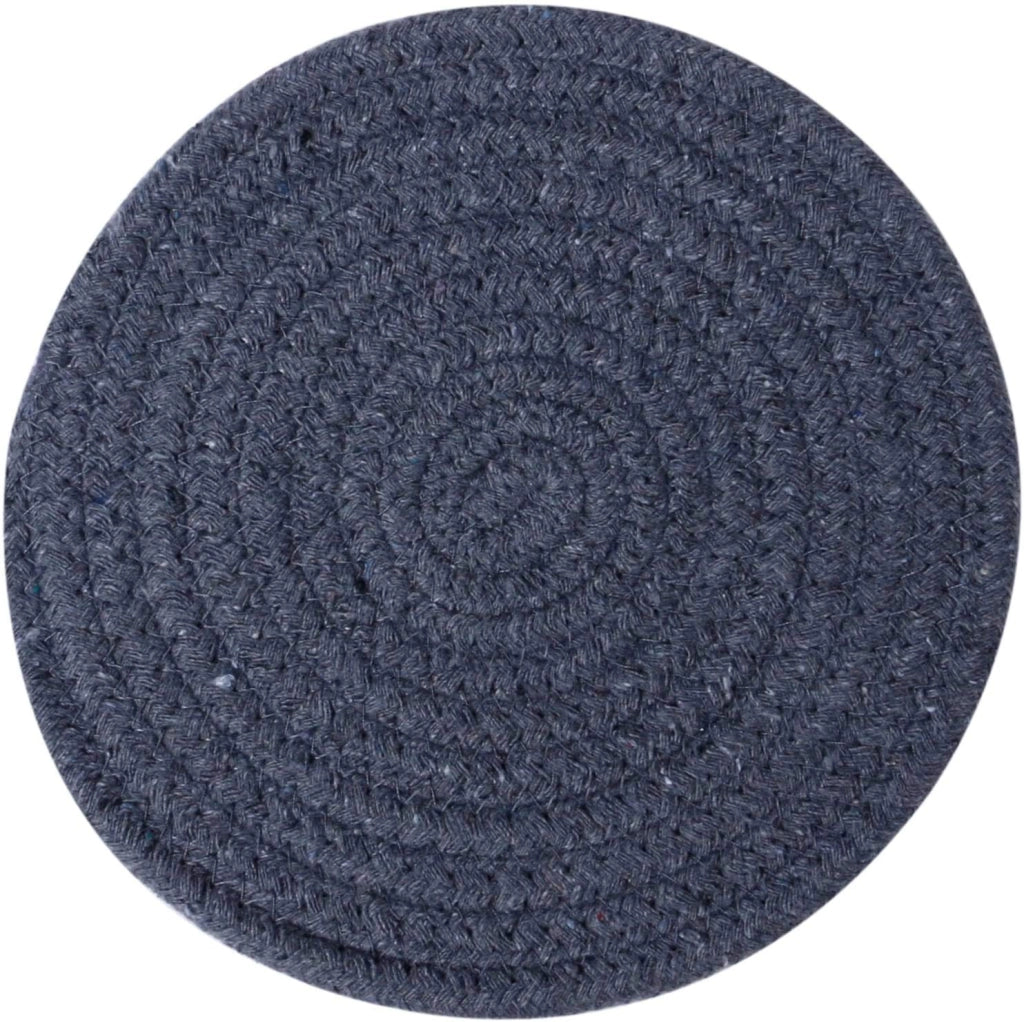 Set di 3 sottobicchieri intrecciati in filato di cotone, color grigio, diametro 17,8 cm