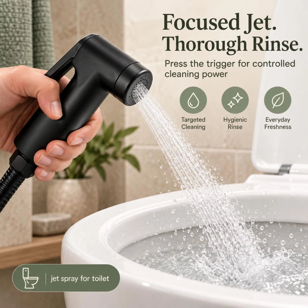Set di pistola a spruzzo nera con convertitore d'acqua da 1/2, tubo flessibile e bidet per montaggio WC