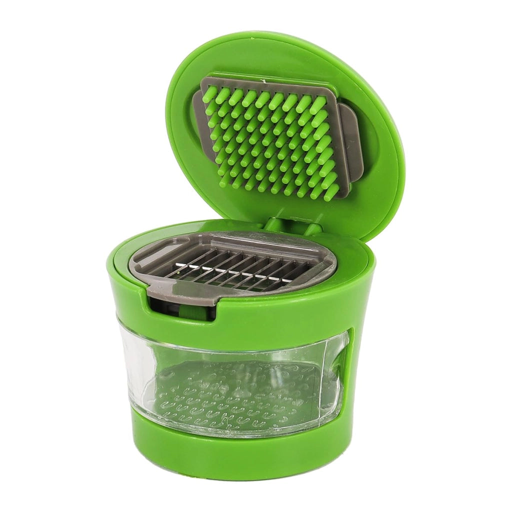 Spremiaglio, spremi-erbe, affettatrice per cipolle, design compatto, colore verde