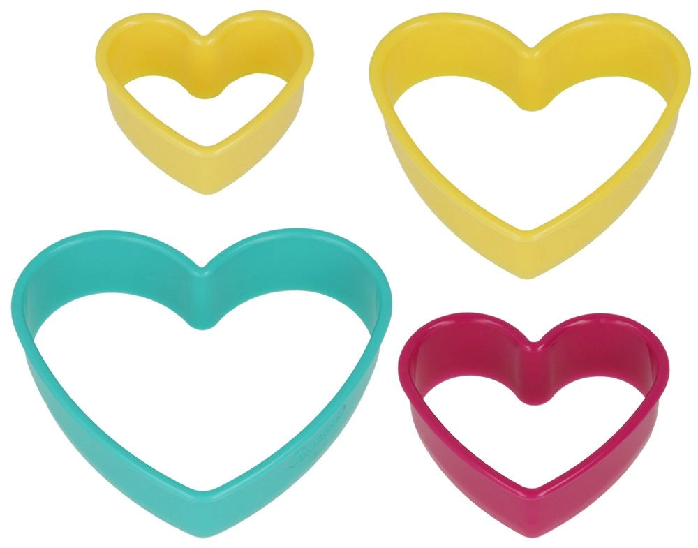 Formine a cuore, set da 4, impilabili, in acciaio inossidabile, colorate