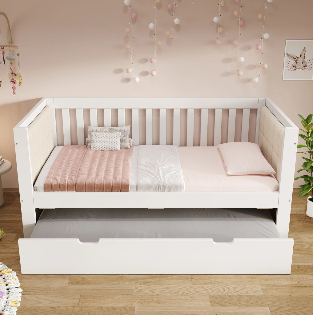 Divano letto con letto estraibile 90x200 cm in legno di pino bianco