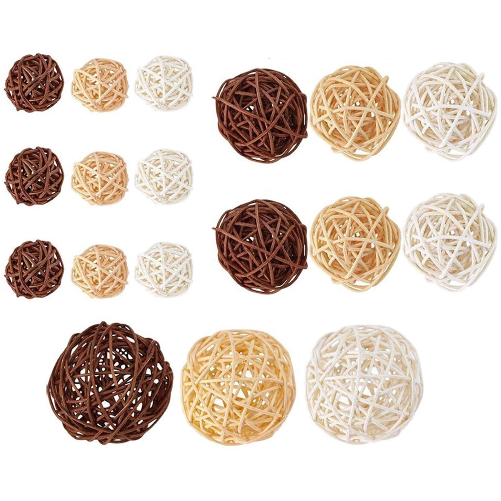 Set di 18 palline decorative in vimini, disponibili in 3 dimensioni e 3 colori