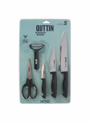 Set da cucina da 5 pezzi con pelapatate e forbici, colore nero