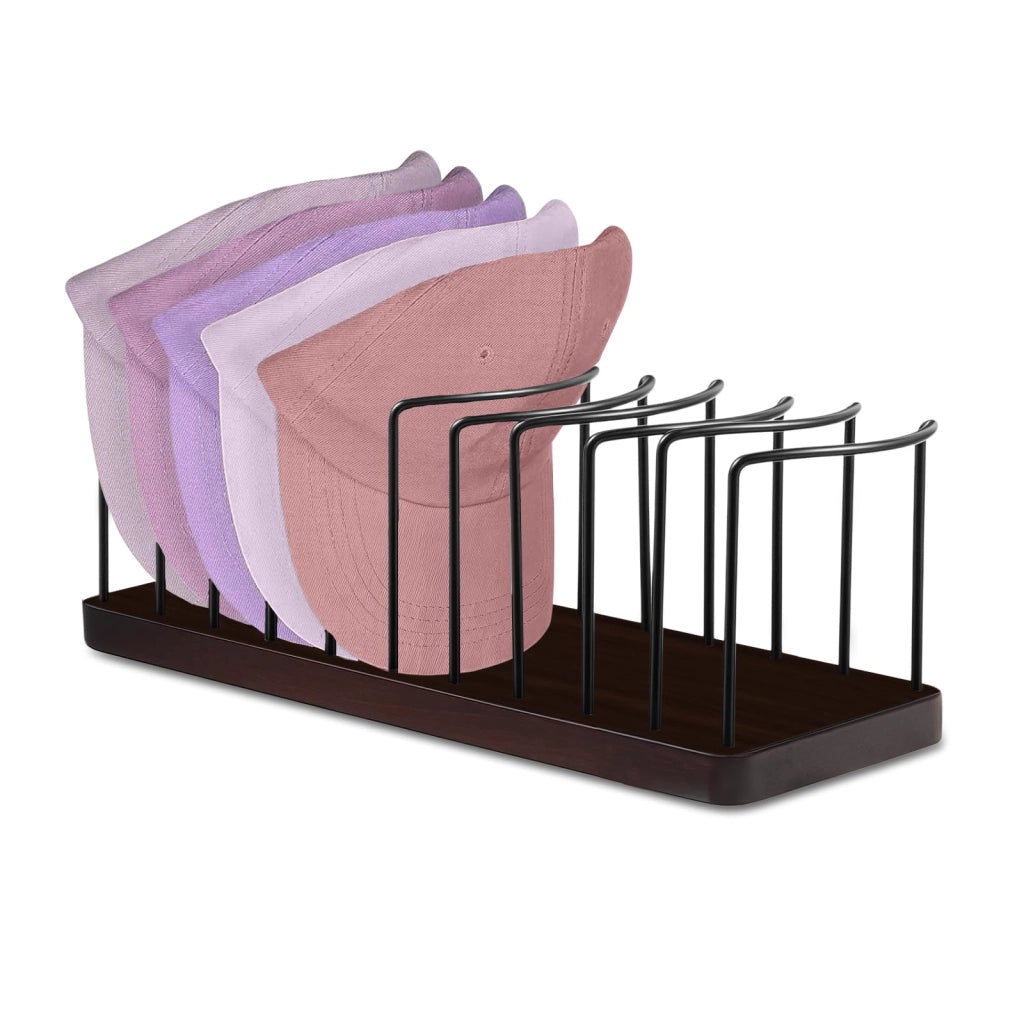 Portacappelli da scrivania per 10 cappelli, in legno e metallo, colore retrò, 26,5 x 10 x 10 cm