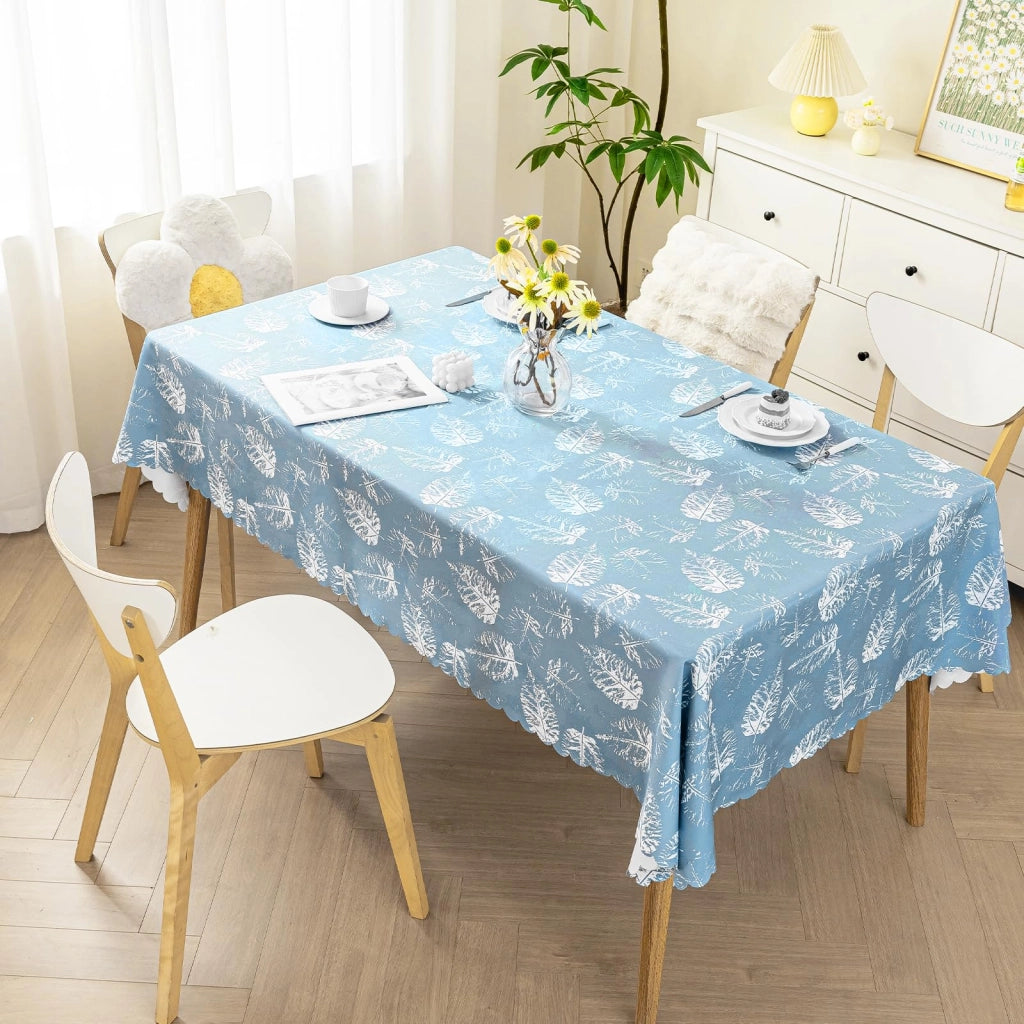 Tovaglia rettangolare in poliestere, impermeabile, colore blu, dimensioni 160x120 cm