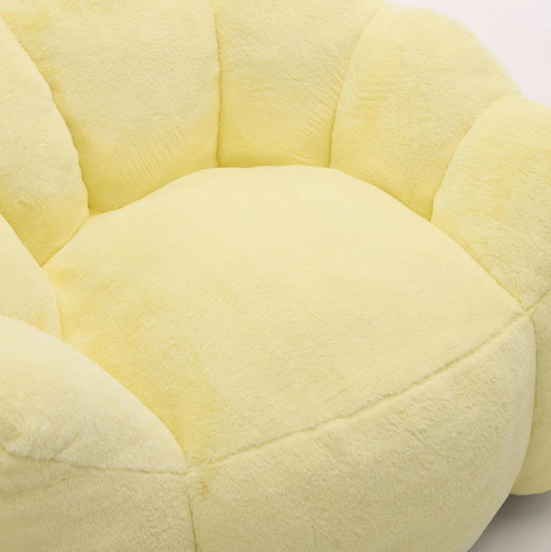 Divano pouf 110x110x68 cm in velluto giallo senza montaggio per salotto e camera