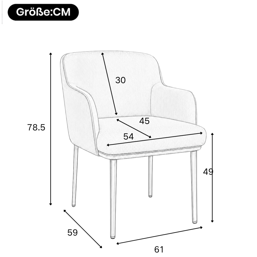 Set di 6 sedie da pranzo con braccioli rivestite in poliestere marrone gambe in ferro dorato portata 125 kg