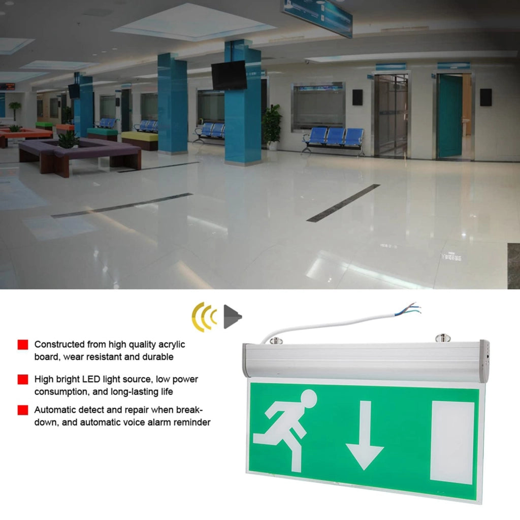Segnaletica di emergenza a LED, modello "Uscita", 1 pezzo, in acrilico, 110-220V