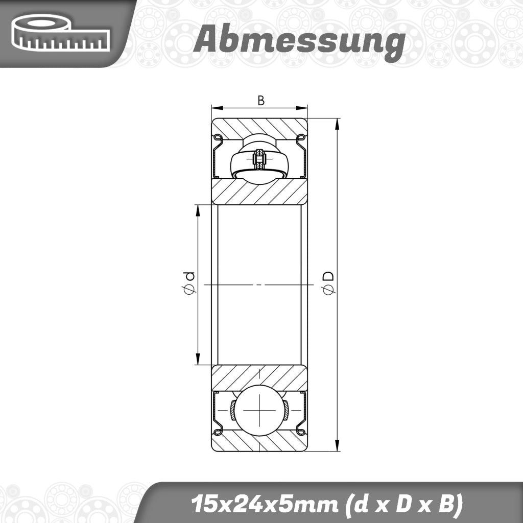 Cuscinetti a rulli conici 6802 2Z, dimensioni 15x24x5 mm, confezione da 2 pezzi