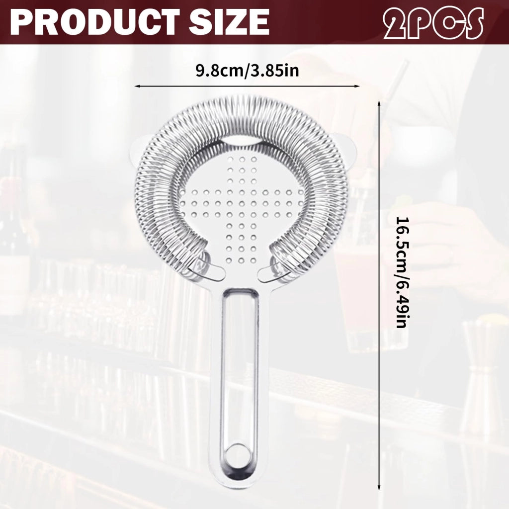 Set da 2 pezzi per cocktail, setaccio da bar in acciaio inossidabile, dimensioni 16 x 9,6 cm