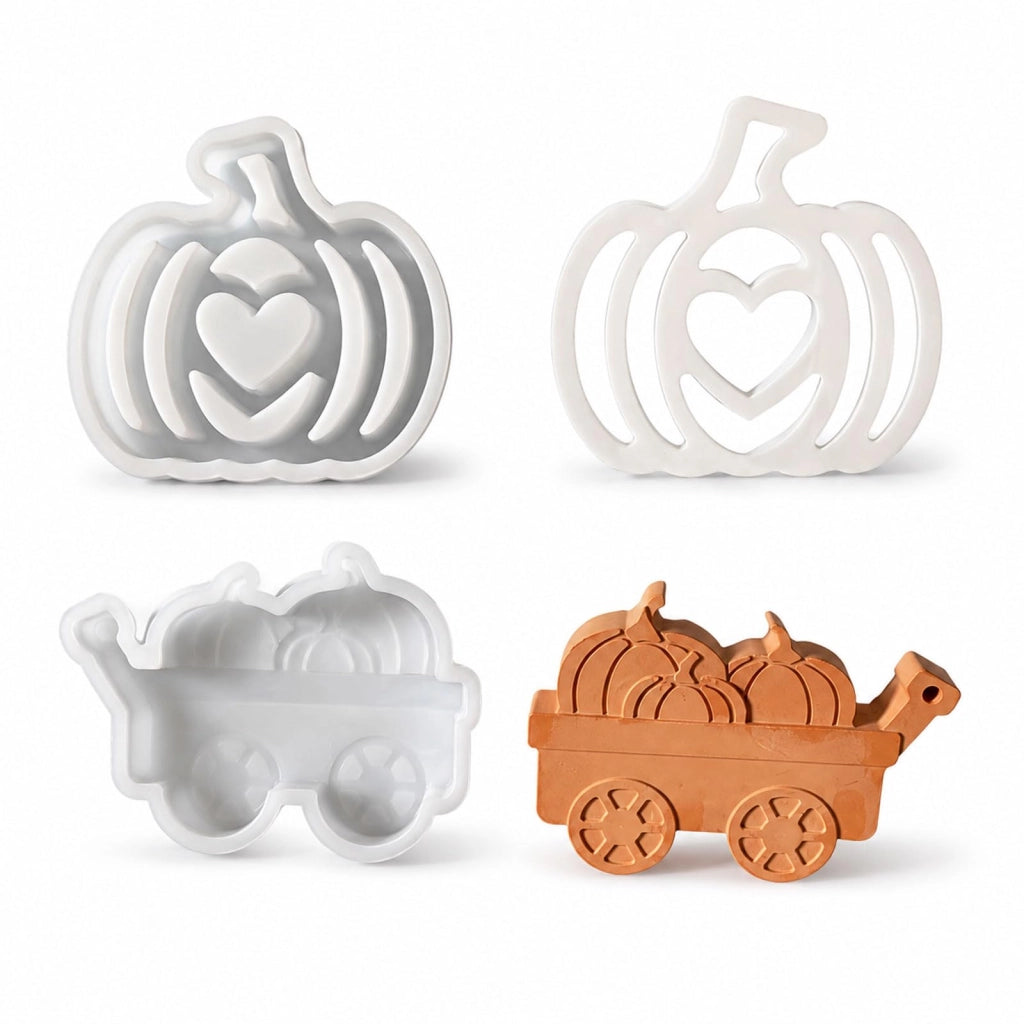 Set da 2 stampi in silicone a forma di zucca e carrozza, stampi 3D per la cottura