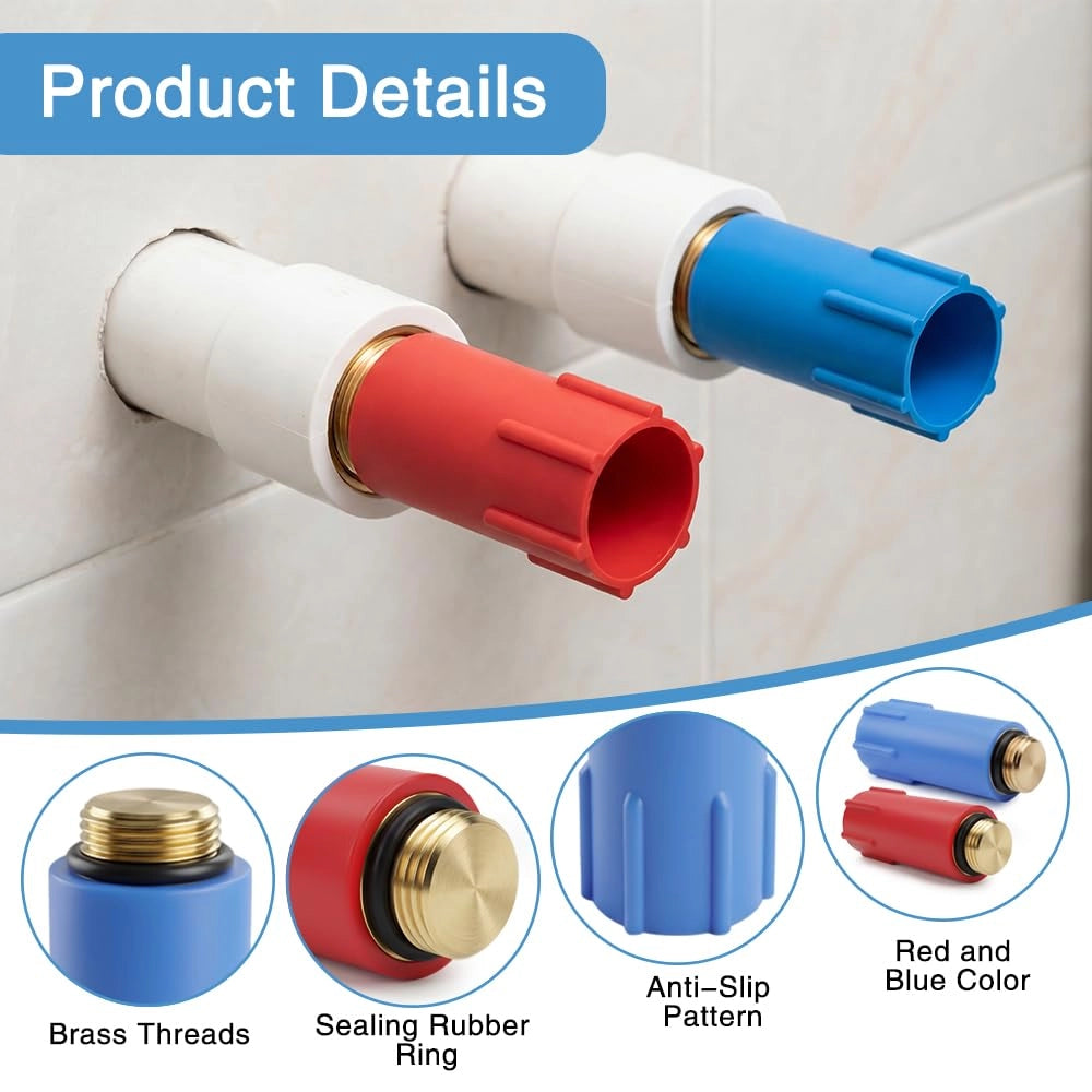 Tappi per tubi da 1/2 pollice, confezione da 6 pezzi, rosso/blu, per tubi dell'acqua